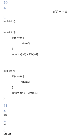 Program to solve recursion questions in C-language 12